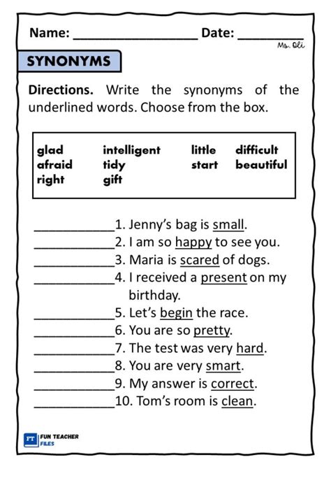 valuing synonym|english synonyms exercises.